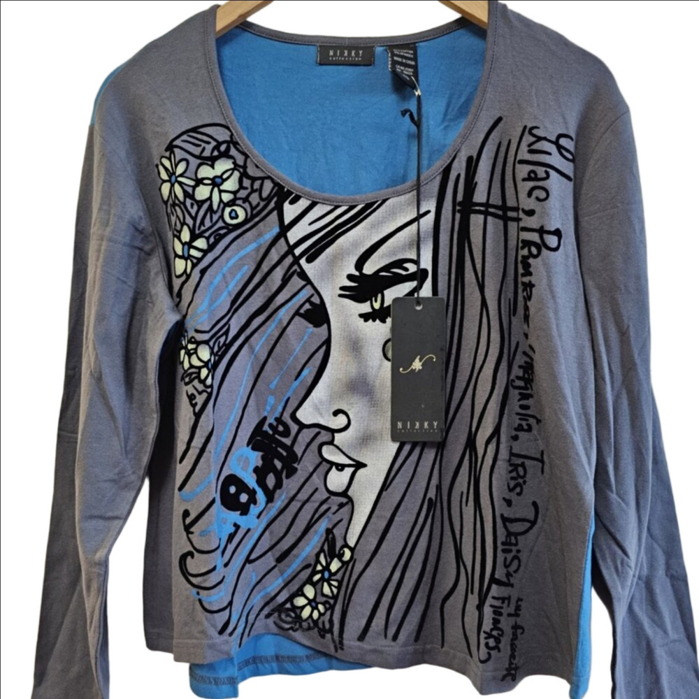 New Vintage Nikky Collection 90s Y2K Velvet Graphic Top
